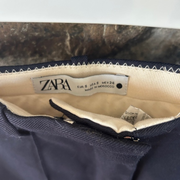 NWT Navy Zara Buttoned Straight Leg Pants, S - Picture 7 of 12